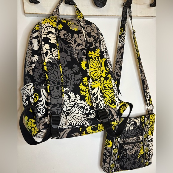 Vera Bradley Baroque Black and White Backpack and Matching Crossbody - Picture 3 of 9